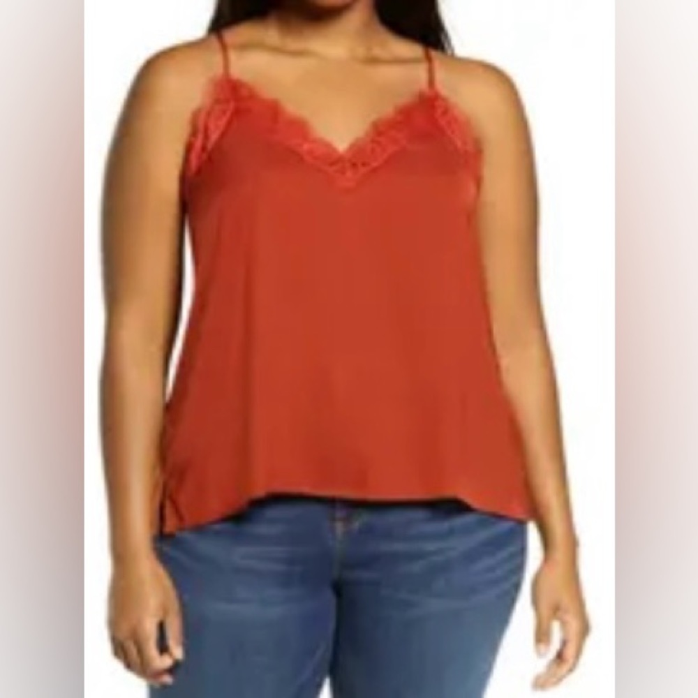 NWOT BP. Lace Trim Camisole Top Plus Size 1X Red Persimmon